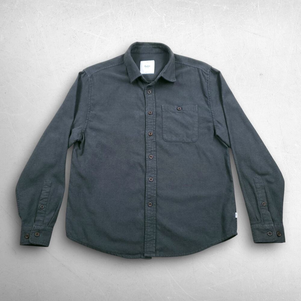 Katin Button Up Flannel Shirt Men S Dark Green Gray Long Sleeve Outdoor